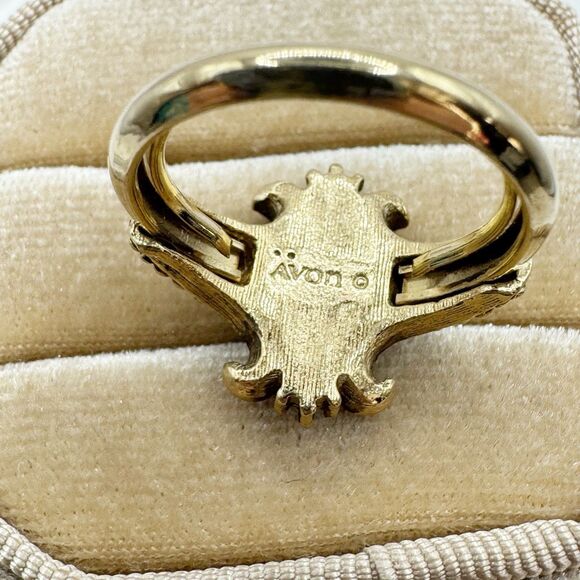 Vtg Avon Queensbury Purple Faux Amethyst Ring Victorian Revival Size 5-6.5 - Picture 11 of 14